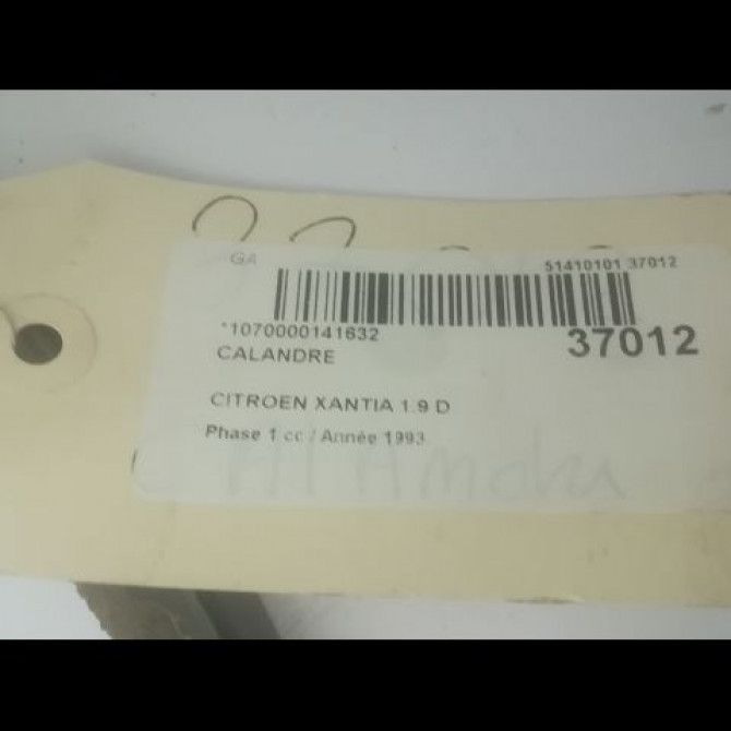 Calandre occasion CITROEN XANTIA Phase 1 03-1993->06-1998 1.9 D 96176847 2