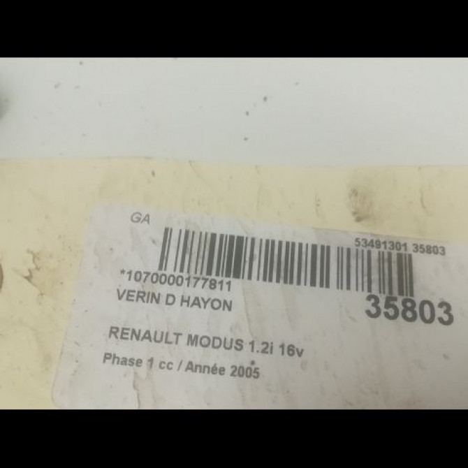 Verin droit hayon occasion RENAULT MODUS Phase 1 09-2004->12-2007 1.2i 16v 75ch 8200219322 2