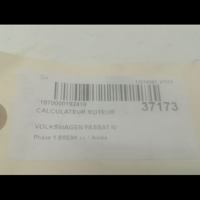 Calculateur moteur occasion VOLKSWAGEN PASSAT IV Phase 1 BREAK 07-1997->10-2000 1.9 TDI 115ch 38906019CE 5