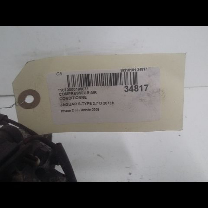 Compresseur air conditionne occasion JAGUAR S-TYPE Phase 2 01-2002->12-2007 2.7 D 207ch XR858532 3