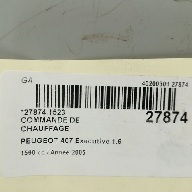 Commande de chauffage occasion PEUGEOT 407 Phase 1 04-2004->07-2008 1.6 HDI 16v 96573322 3
