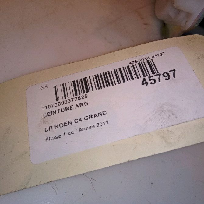 Ceinture arrière gauche occasion CITROEN C4 GRAND PICASSO I Phase 1 10-2006->09-2013 1.6 HDI 110ch 8974XP 4