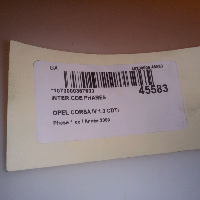 Interrupteur commande de phares occasion OPEL CORSA IV Phase 1 09-2006->12-2010 1.3 CDTI 75ch 13249512 4