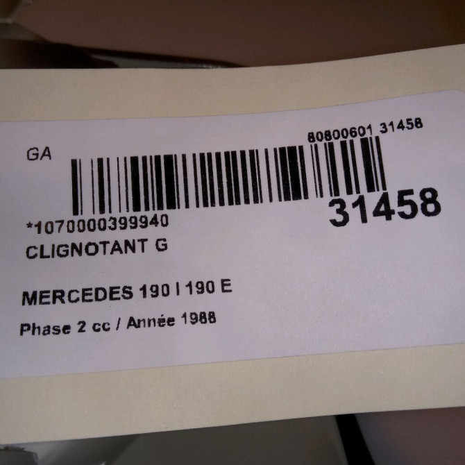 Clignotant gauche occasion MERCEDES 190 I Phase 2 09-1988->06-1993 190 E 4