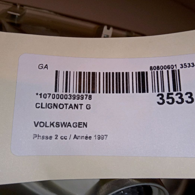 Clignotant gauche occasion VOLKSWAGEN TRANSPORTER IV Phase 2 03-1996->06-2003 2.5 TDI 102ch 4