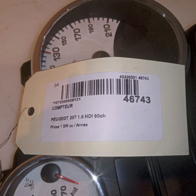 Compteur occasion PEUGEOT 207 Phase 1 SW 07-2007->03-2013 1.6 HDI 90ch 6103JL 6