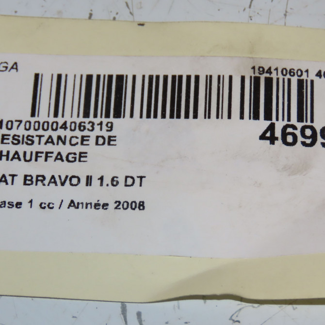 Resistance de chauffage occasion FIAT BRAVO II BRAVO II Phase 1 2007-03-01->2011-12-31 1.6 DT MULTIJET 16v 105ch 3