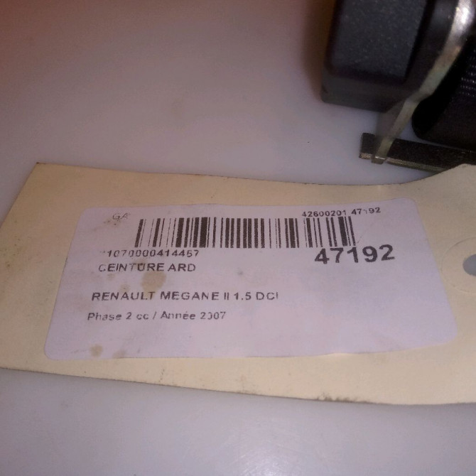 Ceinture arrière droite occasion RENAULT MEGANE II Phase 2 01-2006->06-2009 1.5 DCI 105ch 8200798364 4
