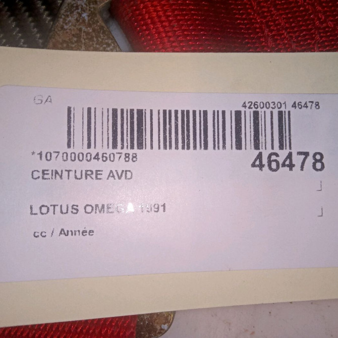 Ceinture avant droite occasion LOTUS OMEGA 3