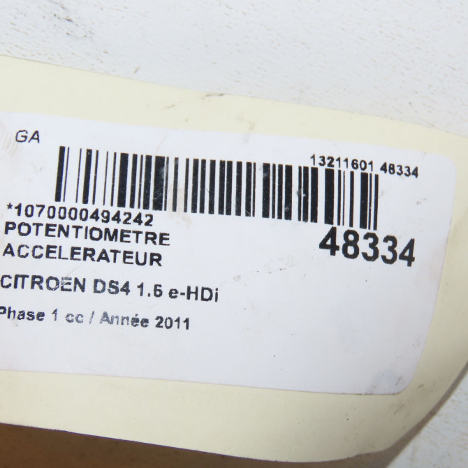 Potentiometre accelerateur occasion CITROEN DS4 Phase 1 01-2011->03-2016 1.6 e-HDi 110ch 3
