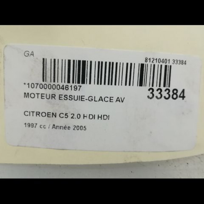Moteur essuie-glace avant occasion CITROEN C5 I Phase 2 09-2004->06-2008 2.0 HDI 16v 138ch 6405J2 5