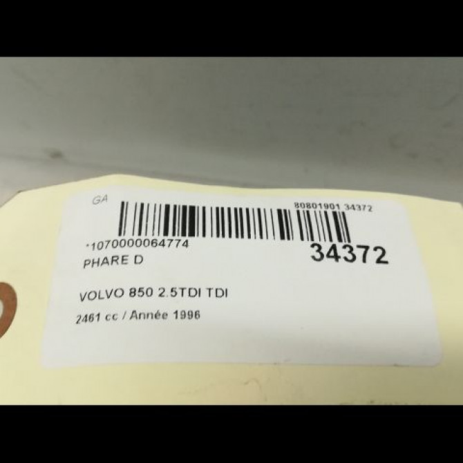 Phare droit occasion VOLVO 850 Phase 2 07-1993->12-1996 2.5 TDI 140ch 9159409 4