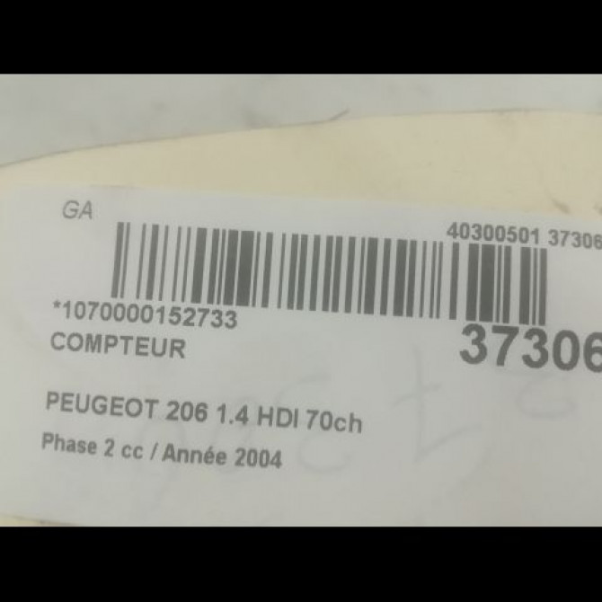 Compteur occasion PEUGEOT 206 Phase 2 02-2003->02-2009 1.4 HDI 70ch 6106LF 3