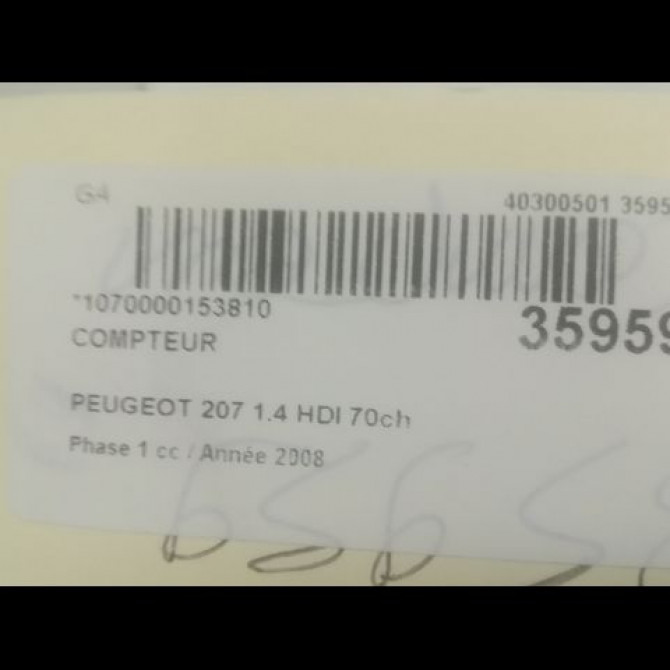 Compteur occasion PEUGEOT 207 Phase 1 04-2006->06-2013 1.4 HDI 70ch 6103EF 3