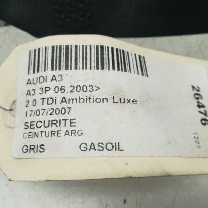 Ceinture arrière gauche occasion AUDI A3 II Phase 1 06-2003->06-2008 2.0 TDi 136ch 8P0857805V04 4