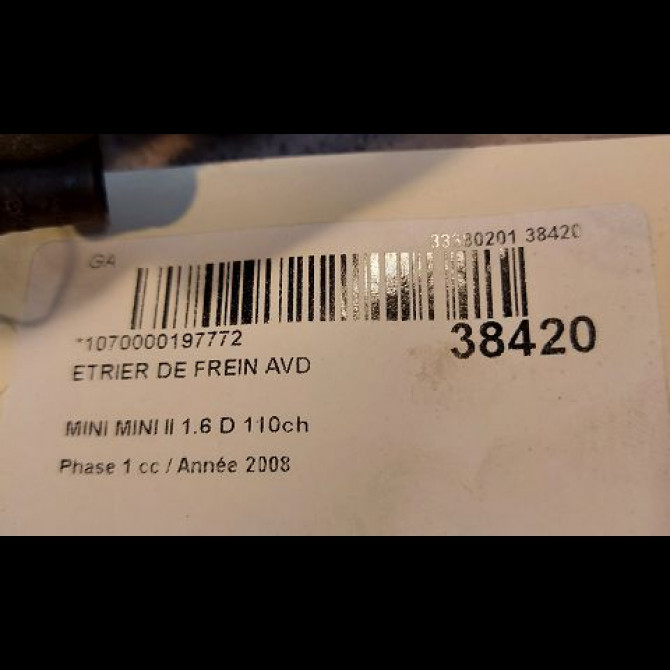 Etrier de frein avant droit occasion MINI MINI II Phase 1 09-2006->12-2010 1.6 D 110ch 34116778336 3