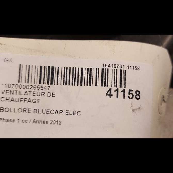Ventilateur de chauffage occasion BOLLORE BLUECAR Phase 1 01-2011->... ELEC 3