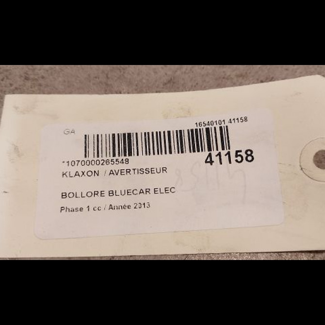 Klaxon  / avertisseur occasion BOLLORE BLUECAR Phase 1 01-2011->... ELEC 3