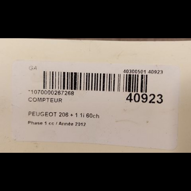 Compteur occasion PEUGEOT 206 + Phase 1 03-2009->05-2013 1.1i 60ch 6103HF 3