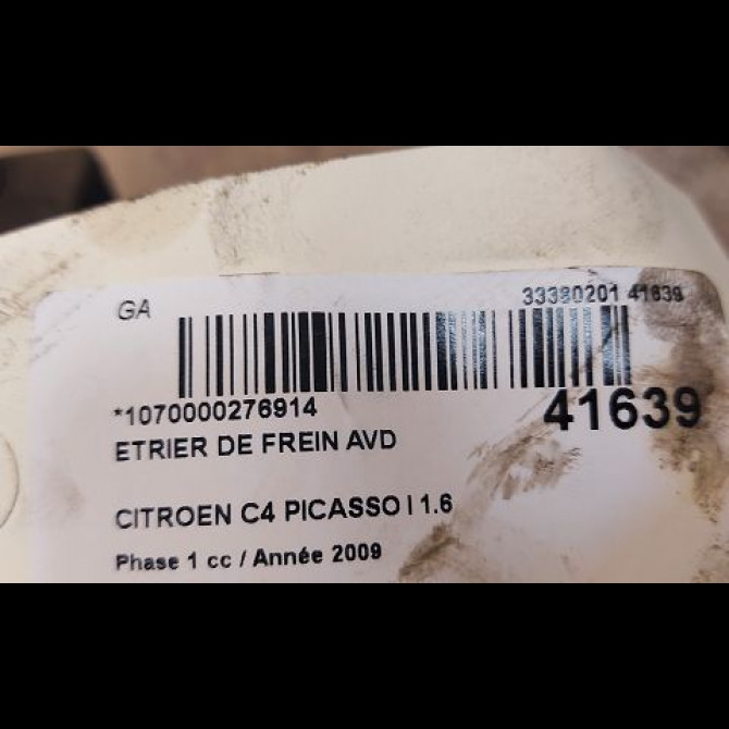 Etrier de frein avant droit occasion CITROEN C4 PICASSO I Phase 1 01-2007->10-2013 1.6 HDi 16v 110ch 4400V8 3