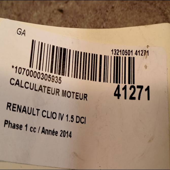 Calculateur moteur occasion RENAULT CLIO IV Phase 1 07-2012->... 1.5 DCI 90ch 237104627R 5
