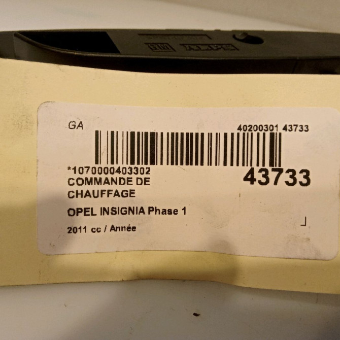 Commande de chauffage occasion OPEL INSIGNIA Phase 1 01-2009->03-2013 20965498 3