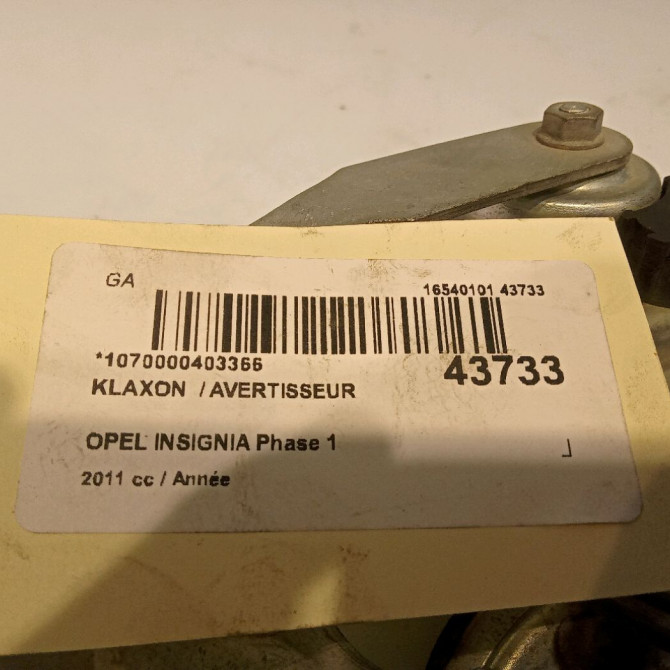 Klaxon  / avertisseur occasion OPEL INSIGNIA Phase 1 01-2009->03-2013 20857424 4