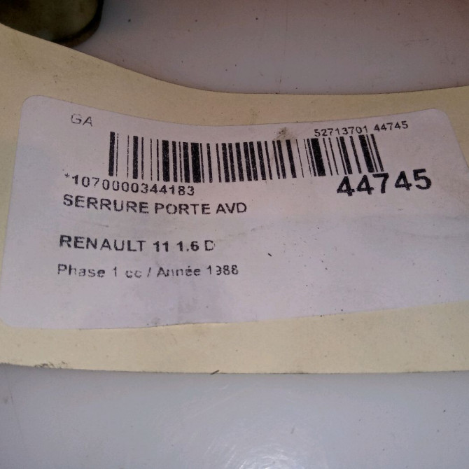 Serrure porte avd occasion RENAULT 11 Phase 1 04-1983->06-1989 1.6 D 4