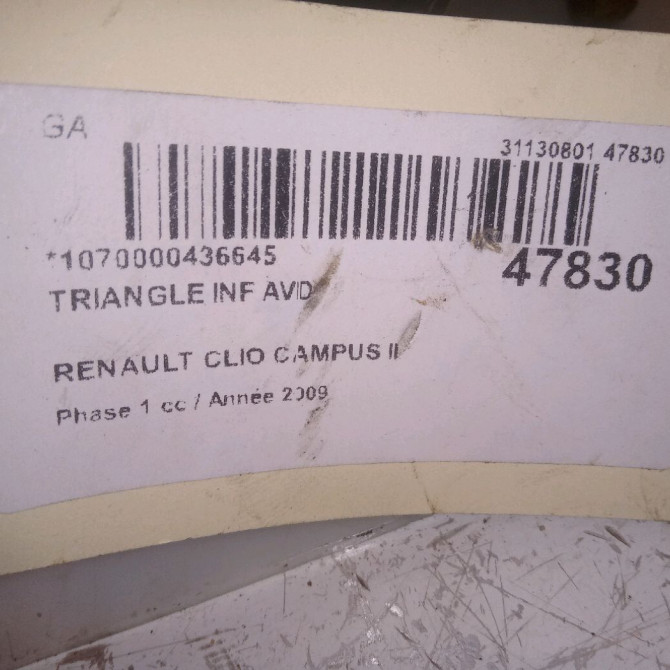 Triangle inf avd occasion RENAULT CLIO CAMPUS II Phase 1 07-2006->07-2009 1.5 DCI 65ch 8200942408 4