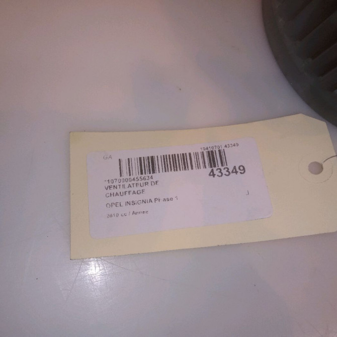 Ventilateur de chauffage occasion OPEL INSIGNIA Phase 1 01-2009->03-2013 13263279 4