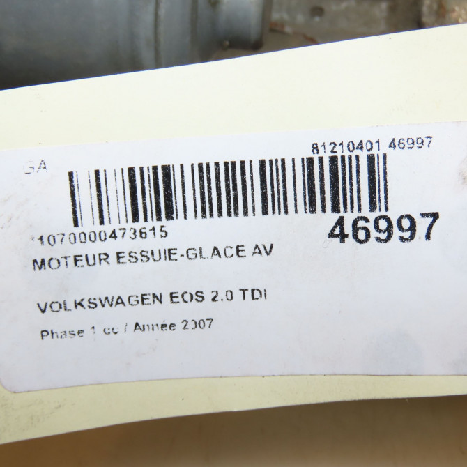Moteur essuie-glace avant occasion VOLKSWAGEN EOS Phase 1 04-2006->01-2011 2.0 TDI 140ch 4