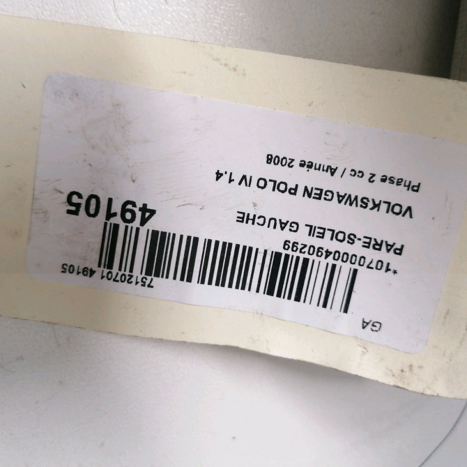 Pare-soleil gauche occasion VOLKSWAGEN POLO IV Phase 2 05-2005->09-2009 1.4 TDI 80ch 6Q0857551F2F4 3