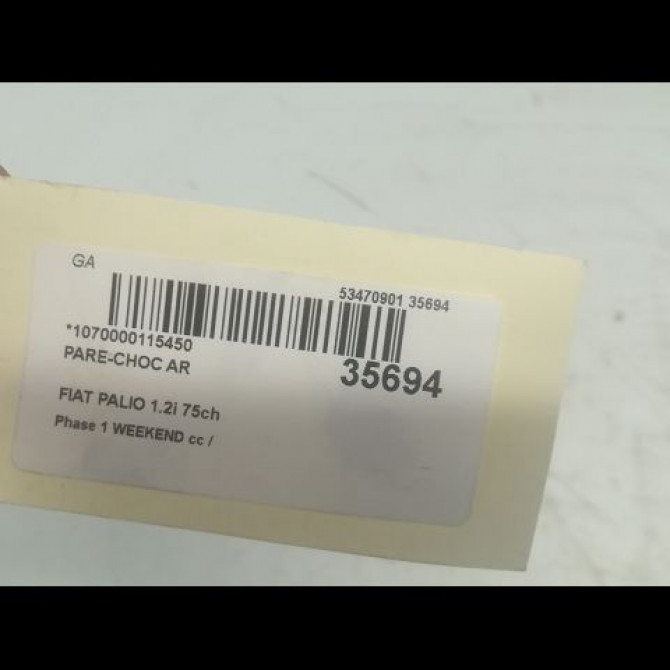 Pare-choc arrière occasion FIAT PALIO Phase 1 WEEKEND 03-1998->12-2002 1.2i 75ch 4