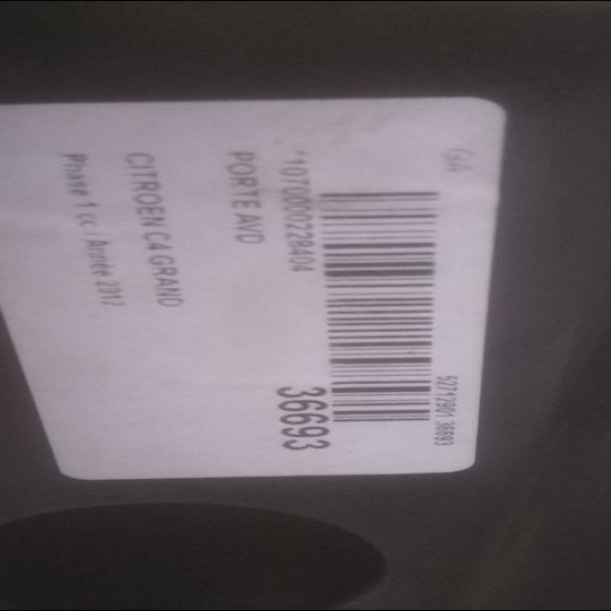 Porte avant droite occasion CITROEN C4 GRAND PICASSO I Phase 1 10-2006->09-2013 1.6 HDI 110ch 9004Y0 2