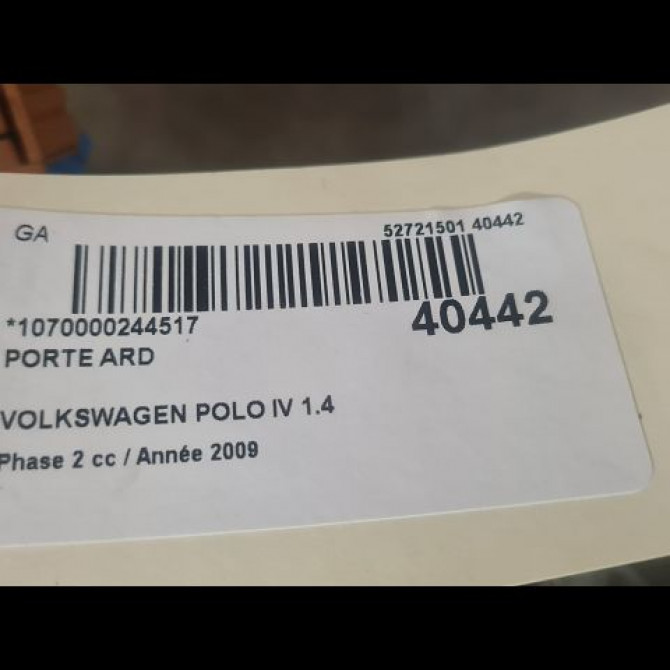 Porte arrière droite occasion VOLKSWAGEN POLO IV Phase 2 05-2005->09-2009 1.4 TDI 70ch 6Q6833056H 3