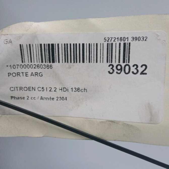 Porte arrière gauche occasion CITROEN C5 I Phase 2 09-2004->06-2008 2.2 HDi 136ch 9006A0 3