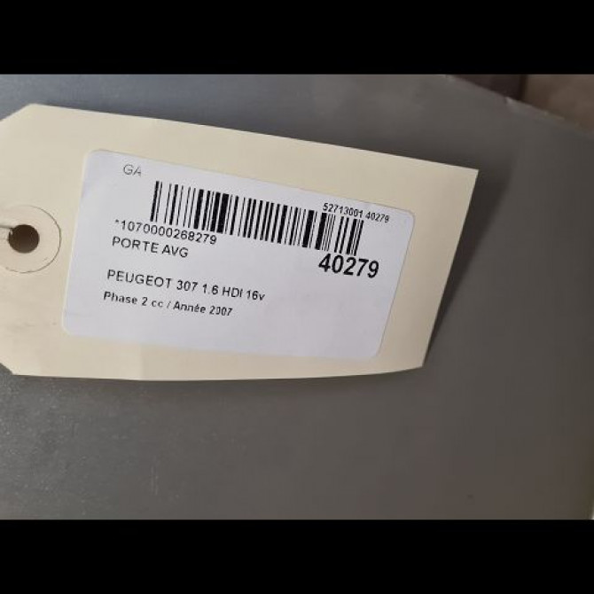 Porte avant gauche occasion PEUGEOT 307 Phase 2 06-2005->03-2008 1.6 HDI 16v 90ch 9002S8 5