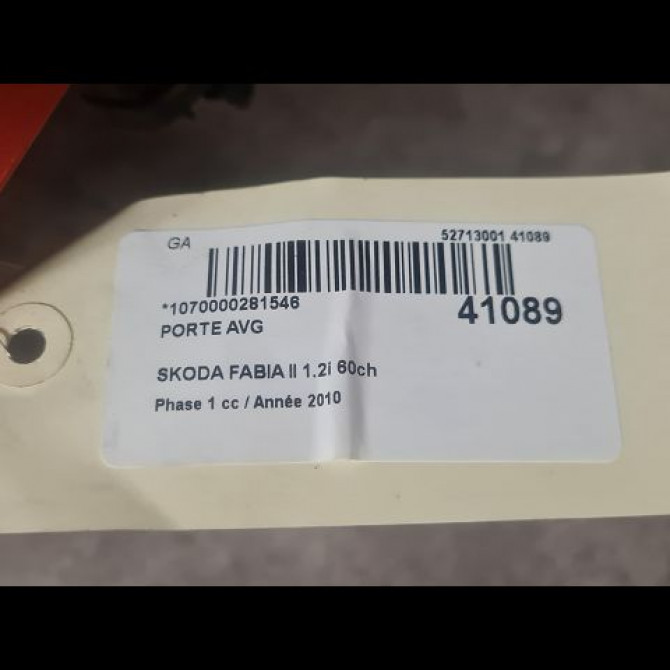 Porte avant gauche occasion SKODA FABIA II Phase 1 05-2007->03-2010 1.2i 60ch 5J6831055 3