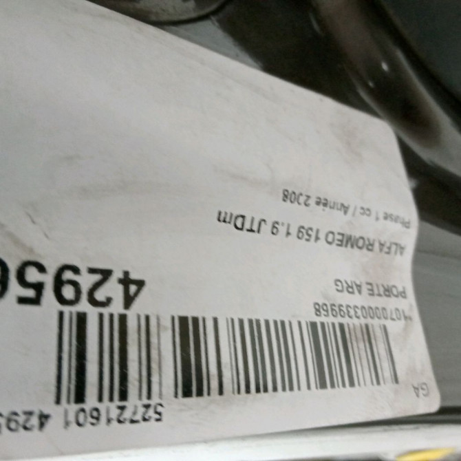 Porte arrière gauche occasion ALFA ROMEO 159 Phase 1 09-2005->05-2013 1.9 JTDm 120ch 50513857 4