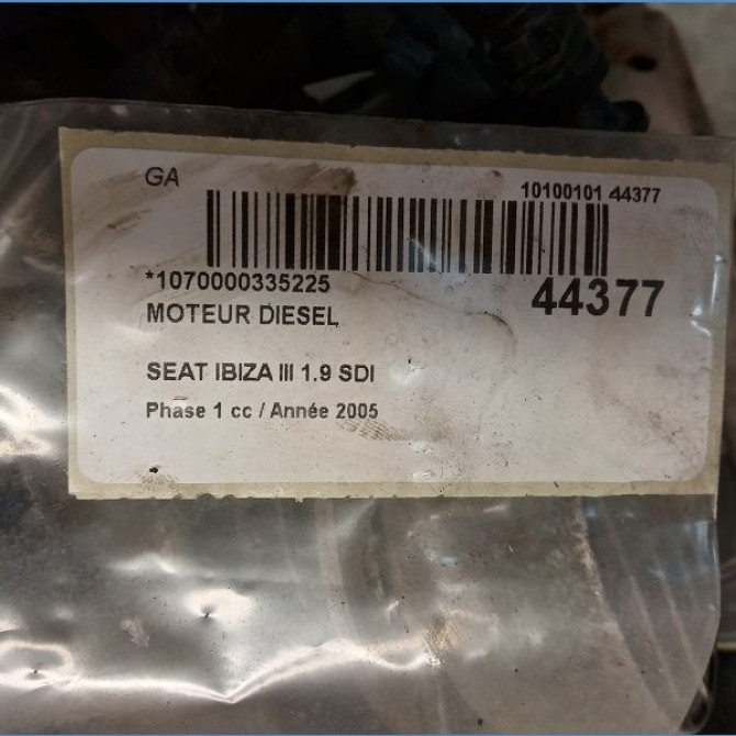 Moteur diesel occasion SEAT IBIZA III Phase 1 03-2002->03-2006 1.9 SDI 38100037T 4