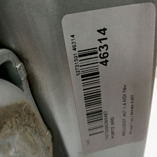 Porte arrière droite occasion PEUGEOT 407 Phase 1 04-2004->07-2008 1.6 HDI 16v 9008N1 4