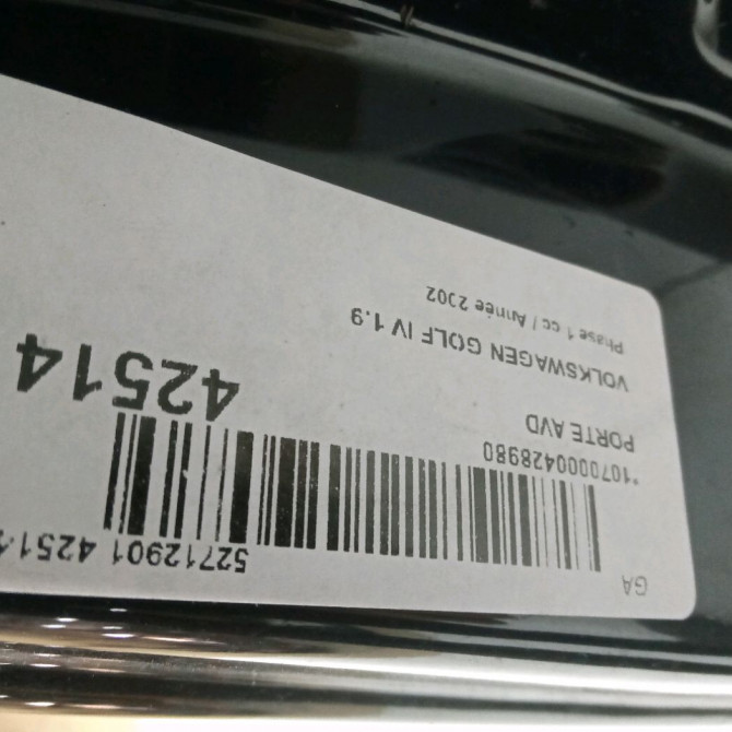 Porte avant droite occasion VOLKSWAGEN GOLF IV GOLF IV Phase 1 1998-01-01->2005-06-30 1.9 TDI 90ch 1J3831056H 4