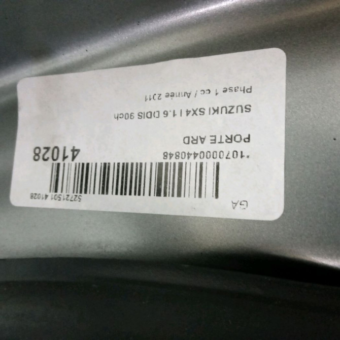 Porte arrière droite occasion SUZUKI SX4 I Phase 1 04-2006->03-2014 1.6 DDIS 90ch 6800379J00 4