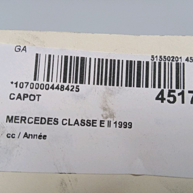 Capot occasion MERCEDES CLASSE E II 210880095728 3