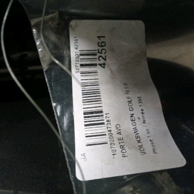 Porte avant droite occasion VOLKSWAGEN GOLF IV GOLF IV Phase 1 1998-01-01->2005-06-30 1.6i 3