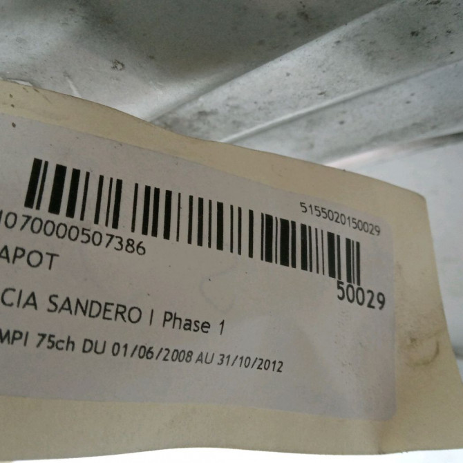 Capot occasion DACIA SANDERO I Phase 1 06-2008->10-2012 1.4 MPI 75ch 6001551793 4