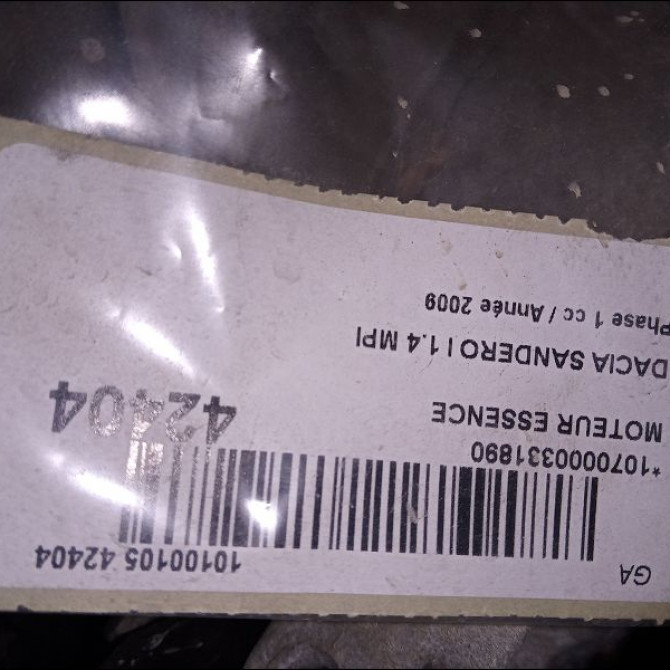 Moteur essence occasion DACIA SANDERO I Phase 1 06-2008->10-2012 1.4 MPI 75ch 6001549091 6