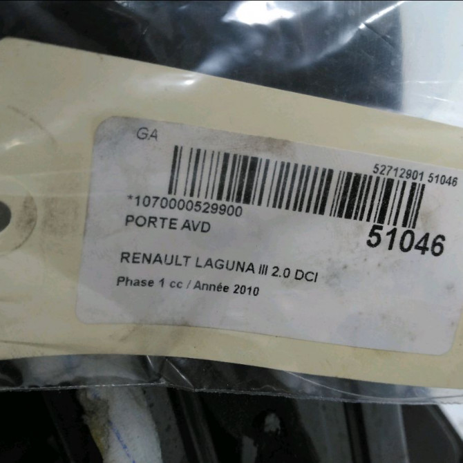 Porte avant droite occasion RENAULT LAGUNA III Phase 1 10-2007->10-2010 2.0 DCI 150ch 801000025R 7