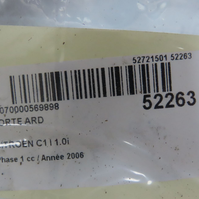 Porte arrière droite occasion CITROEN C1 I Phase 1 06-2005->11-2008 1.0i 1612543680 6