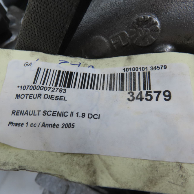 Moteur diesel occasion RENAULT SCENIC II Phase 1 03-2004->09-2006 1.9 DCI 120ch 7701477651 8